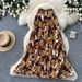Women's Retro Print Pleated Skirt High Waist A-Line Midi Skirt Elastic Waist Fashion Long Skirt for Commuting Summer_ecoleips.com
