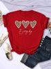 European And American Cross-border Foreign Trade Women's Clothing, Simple Heart-printed Round-neck Short-sleeve T-shirt_ecoleips.com