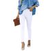 Women's Clothing White Skinny Jeans For Women Casual Solid Color Denim Jeans Regular Fit Spring/Autumn Summer Polyester_ecoleips.com