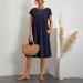 Aria Basics Aria Basics 2026 European And American Fashion Summer OL Style Women's Cotton Linen Round Neck A-line Plus Size Loose Dress_ecoleips.com
