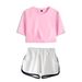 Women's Clothing Summer Dance Costume Set Navel Exposed Short Sleeved T Shirt Solid Color Shorts Set_ecoleips.com