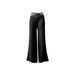 2024 Women's Hollow Cross Waisted Pants With Commuting Style, Micro Flared Pants, High Waist, Casual Wide Legs_ecoleips.com