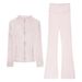 Luludarling Women's Long Stand Collar Quick Drying Yoga Set Brushed Top Flared Pants Sports Wear_ecoleips.com