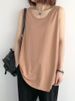 Summer Casual Loose Women's Tank Top Svel Base Layer Pure Color Outerwear Versatile Slimming Effect Polyester Fiber_ecoleips.com