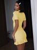 Blifanbo Summer Short Sleeve Ruffle Knit Mini Dress Women Pullovers Elegant Hollow Out High Waist Club Party Sweater Dress_ecoleips.com