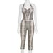 European And American Women's Snake Print Halter Neck Sleeveless Top And Slim Fit Trousers Set C25ST208 Autumn New Cross Border_ecoleips.com
