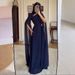 Elegant Navy Blue Maxi Dress Long Sleeve A-Line Stretch Polyester Casual And Formal Wear Defined Waist Versatile XS to XXXL_ecoleips.com