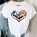 Cross-border Supply Spring-summer Geometric Pattern White Plus-size Women's Short-sleeve Round-neck Printed T-shirt For_ecoleips.com