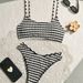 Women's Clothing New Sexy Split Striped Lace Bikini Ins Style Ladies Beach Vacation Swimsuit_ecoleips.com