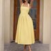 European American Vacation Style Women's Halter Neck Tie-Up Slim Fit Dress Sexy Backless Solid Color Midi Dress_ecoleips.com