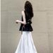 Cool Silk Cotton Design Black Round-neck Irregular Ruffle Shirt For Women, 2025 Summer New Light Luxury Fashion_ecoleips.com