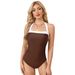 Classic Black White Triangle One Piece Swimsuit Sporty Style Tummy Control Slimming Fashionable Women's Swimwear_ecoleips.com