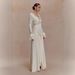 Women's French High End V Neck Lace Panel Flared Sleeve Ruched Tie Maxi Dress – Sexy Elegant Party Gown_ecoleips.com