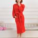 Aria Basics Cross-Border Hotel Bathrobe Long Sleeve Pajamas Solid Color Lapel Casual Flannel Robe European And American Foreign_ecoleips.com