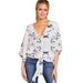 Women's Shirt Autumn And Winter V-Neck Short-Sleeved Knot Printed Top_ecoleips.com
