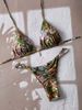Women's Clothing Split Swimsuit Female Sexy Printed Lace Up Backless Retro Bikini Swimsuit Female_ecoleips.com