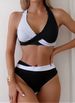 Women's Sexy Color-Block Bikini Swimsuit Set Two-Piece Fresh Cute Style American Design For Vacation_ecoleips.com