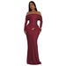 Women's Clothing One-Shoulder Metallic Mermaid Dress – Stretch Knit Bodycon Gown With High Slit (Champagne/Burgundy/Gold, S-XXL, Euro-US Glam Style)_ecoleips.com