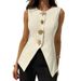 Women's Artistic V Neck Vest Loose Fitting Versatile Waist Cinching Top New Casual Outerwear_ecoleips.com