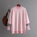 girl 2024 Autumn Winter New European And American Cross-Border Women's Fashion Mid-Length Round Neck Striped Loose Knitted_ecoleips.com