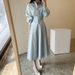 Women Temperament Waist Slim Shirt Dress Female Temperament Long Skirt_ecoleips.com