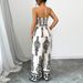 Women's Clothing Spring And Summer Printed Jumpsuit Wide Leg Slim Fitting Lace Up Jumpsuit_ecoleips.com