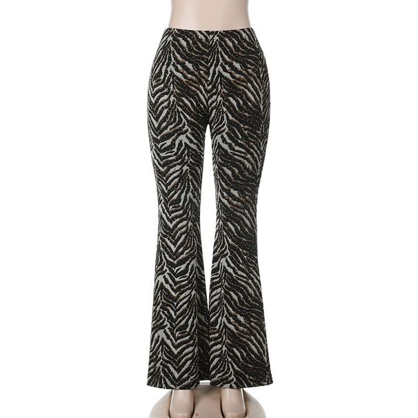 Aria Basics XY25283 High-Waited Leopard Print Fahion Bell-Bottom 2025 European And American Cro-Border New Veratile Caual_ecoleips.com
