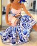 Women's Clothing Printed Halter Skirt Skirt Swing Dress Two-piece Set_ecoleips.com