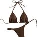 Sexy Cross-Over Metal Buckle Bikini Swimsuit For Women's Clothing Provides Comfort And Style For Various Aquatic Activities_ecoleips.com
