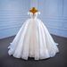 Elegant Satin Wedding Dress With Beaded Details And Flowing Train, Luxurious Bridal Gown For Women_ecoleips.com