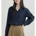 2026 Spring And Autumn New Women's Vintage Long-Sleeve Denim With POLO Collar, Loose Fit, Hong Kong Style Design, Trendy_ecoleips.com