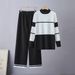 Women's Unique Color Block Knitwear round Neck Base Layer Top Spring Autumn Style in Stock Real Photos_ecoleips.com