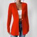 Women's Long Sleeve V Neck One Button Solid Color Suit Jacket European American Fashion Temperament_ecoleips.com