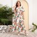 Cross-Border Hot-Selling New High-Waisted V-Neck Midi Plus Size Elegant Printed Black Sexy Stylish Dress_ecoleips.com