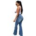 Women's Clothing High Waist Elastic Denim Trousers Flared Horseshoe Pants Solid Color Fashion Spring/Autumn_ecoleips.com