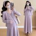 Autumn New Korean Fashion Waffle Two-Piece Maternity Dress_ecoleips.com
