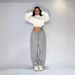 Women's Clothing Gray Sports Sweatpants Hip Hop Retro Street Dance Jogging Pants Casual Loose Drawstring Wide Leg Pants_ecoleips.com