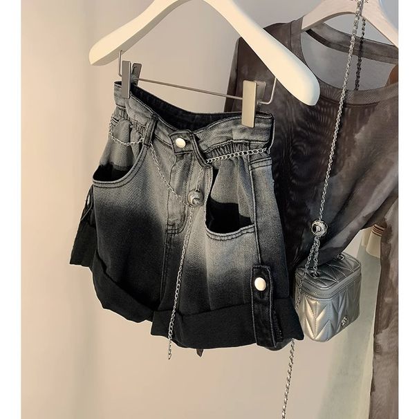 Summer New A-Line Denim Shorts For Women High Waist Slimming Versatile Wide-Leg Leg-Lengthening Commuter Hot Pants_ecoleips.com