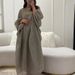 European And American Fashion Tassel Solid Color Bat Sleeve Long Distance Running Women's Clothing Dress Female_ecoleips.com