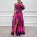 K New Printed Slanted Shoulder Slit Dress, Casual And Loose Party Dress_ecoleips.com