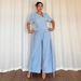 Elegant Blue Slanted Neck Belted Slim Fit Jumpsuit For Women Spring And Summer American Style_ecoleips.com