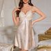 Cross-border European And American Style Satin Robe For Women, Long-sleeved Ice Silk Pajamas, Printed Slip Dress, Middle_ecoleips.com