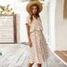 European And American Cross-Border 2025 Summer New Long V-Neck Elegant Fresh Button Tie Polka Dot Dress_ecoleips.com