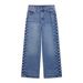 Women's Clothing Casual High-Waisted Straight Leg Jeans For Women Summer Metal Rivet Embellished For Formal & Casual For Women_ecoleips.com