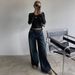 European American Style Cross-border Spring Loose Straight Wide-leg Pants, Slimming High-waisted Long Pants With_ecoleips.com