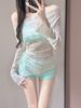 Women's Swimsuit Set Sweet And Innocent Star Print Long Sleeved Sun Protective Jacket Three Piece Two Piece Swimwear_ecoleips.com