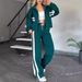 Women's Clothing Autumn Y2K Striped Zipper Top Jacket Casual Sports Suit Women_ecoleips.com