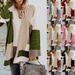 Women's Clothing Autumn And Winter Sweater Large Size Loose Geometric Colorblocking Sweater Cardigan_ecoleips.com