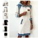 Women's Clothing Contrast Panel Long Sleeve Dress – Sexy Waist-Defining Hooded Midi (S-XXXL, White/Black)_ecoleips.com