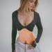 Women's Reversible Low Neck Long Sleeve Top Sexy Super Short Autumn New Solid Color Style Hot Girl_ecoleips.com